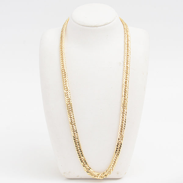 K18 Yellow Gold 8-Sided Triple Chain Necklace in Great Condition