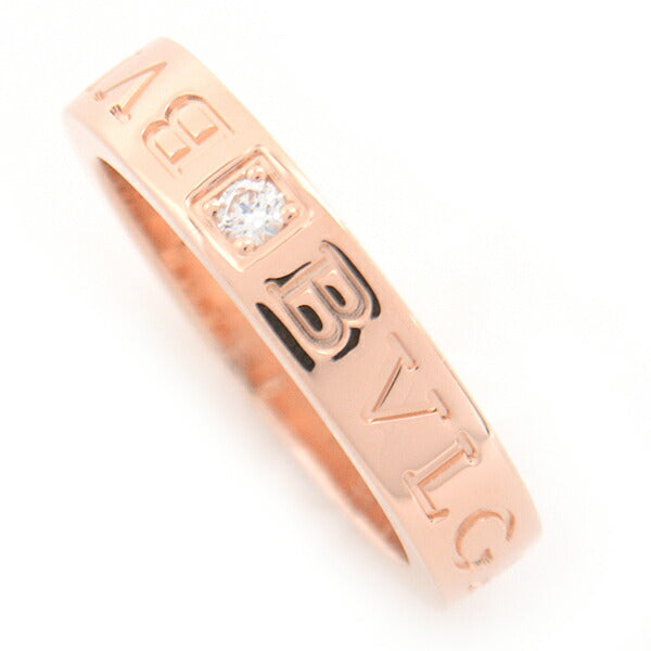 Bvlgari Pink Gold Diamond Double Logo Ring