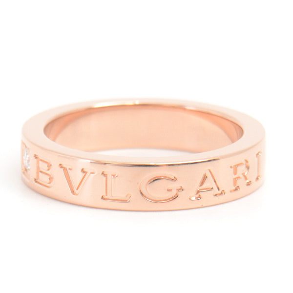 Bvlgari Pink Gold Diamond Double Logo Ring in Great Condition