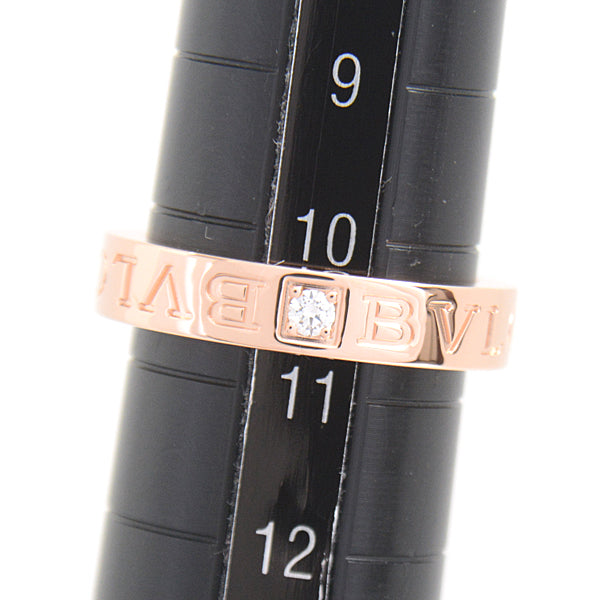 Bvlgari Pink Gold Diamond Double Logo Ring in Great Condition