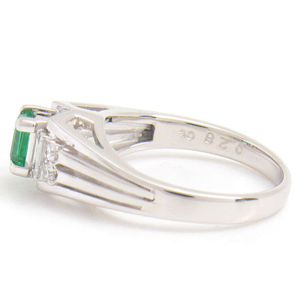 Mikimoto Emerald Diamond Ring PT900 Platinum 7.5