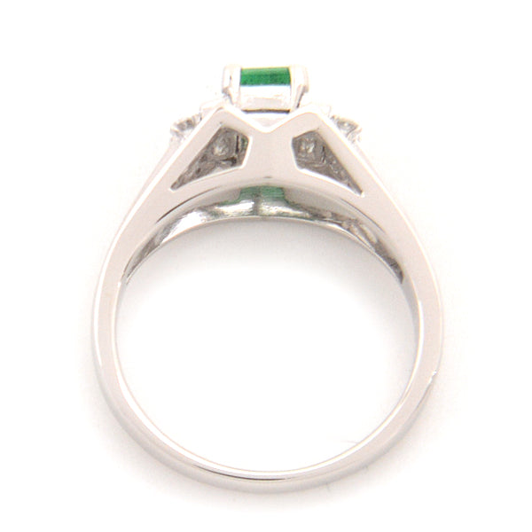 Mikimoto Emerald Diamond Ring PT900 Platinum 7.5 in Great Condition