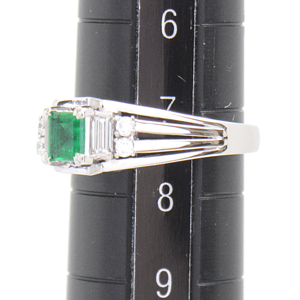 Mikimoto Emerald Diamond Ring PT900 Platinum 7.5 in Great Condition