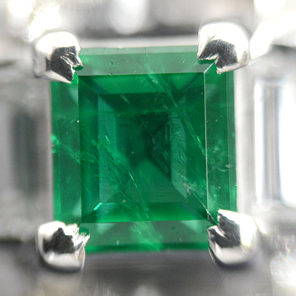 Mikimoto Emerald Diamond Ring PT900 Platinum 7.5 in Great Condition