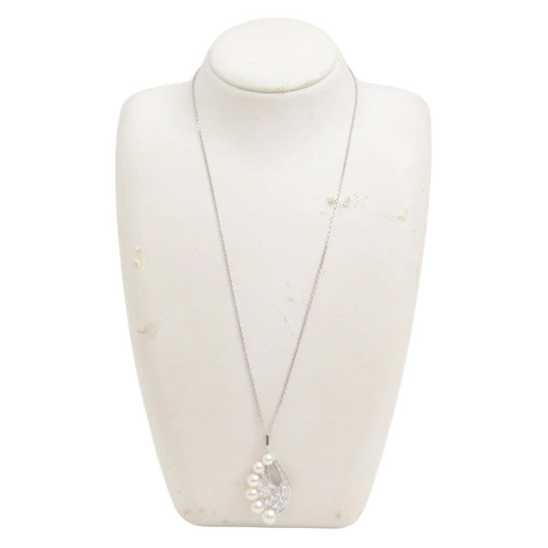 MIKIMOTO Pearl Diamond Necklace K14WG