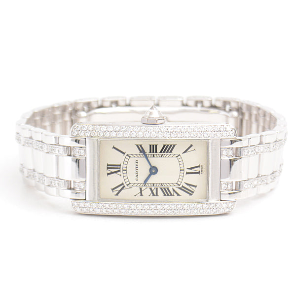 Cartier Tank Americaine SM Quartz Watch 750WG Diamond in Great Condition