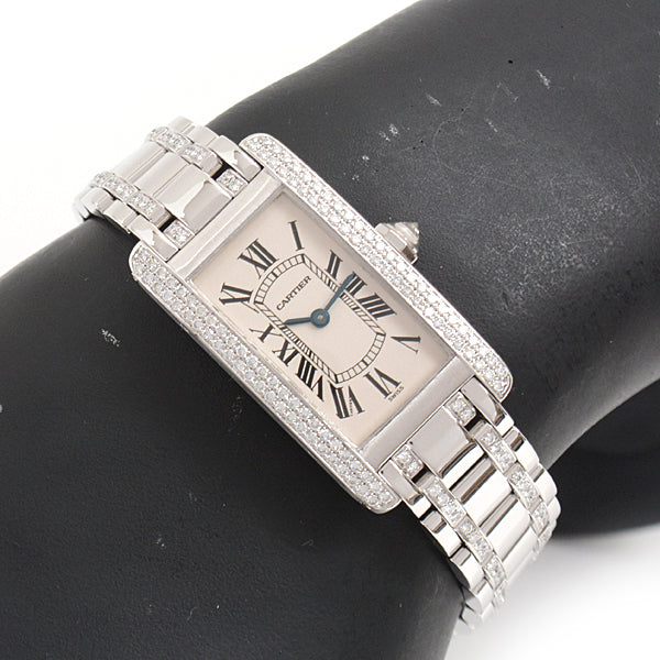 Cartier Tank Americaine SM Quartz Watch 750WG Diamond in Great Condition