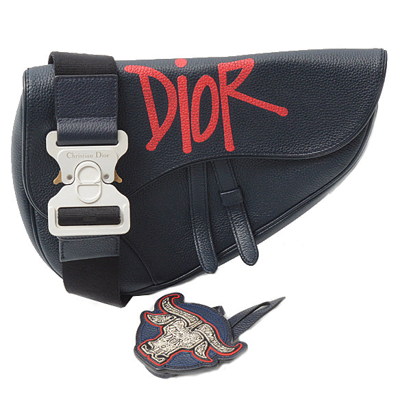 Christian Dior Leather Saddle Bag Stussy Collaboration in Great Condition