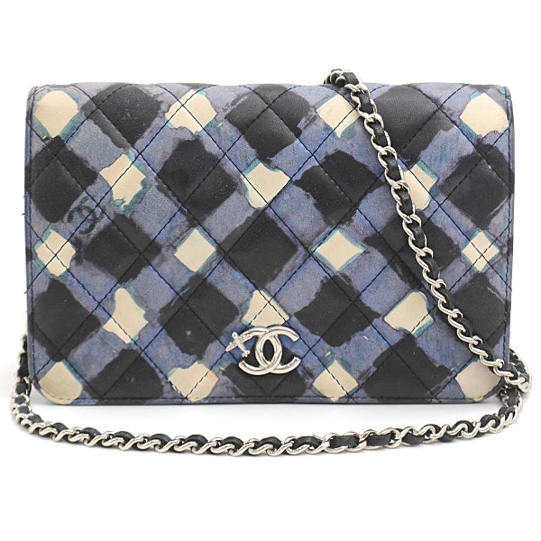 Chanel Airline Chain Shoulder Bag Blue Black White