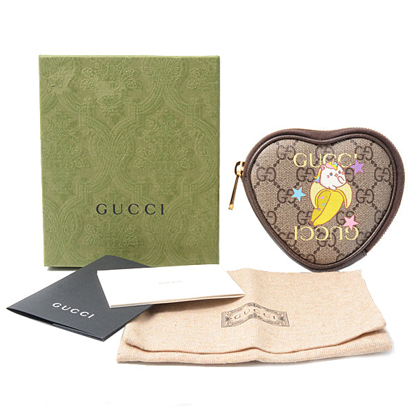 Gucci Heart Shape Coin Case Beige 701062