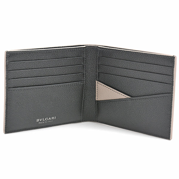 Bvlgari Men's Bifold Wallet Beige Brown Black 291777 in Great Condition