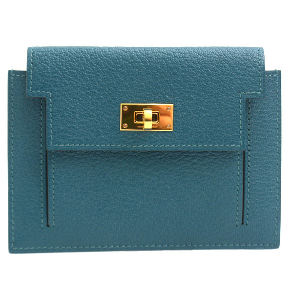 Hermes Kelly Pocket Compact Coin Case Green