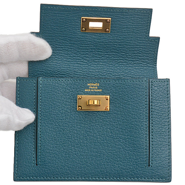 Hermes Kelly Pocket Compact Coin Case Green