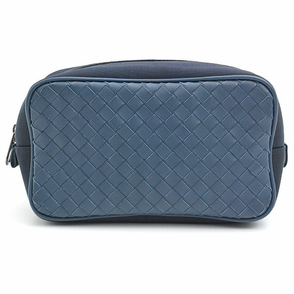 Bottega Veneta Intrecciato Lambskin Nylon Pouch Navy