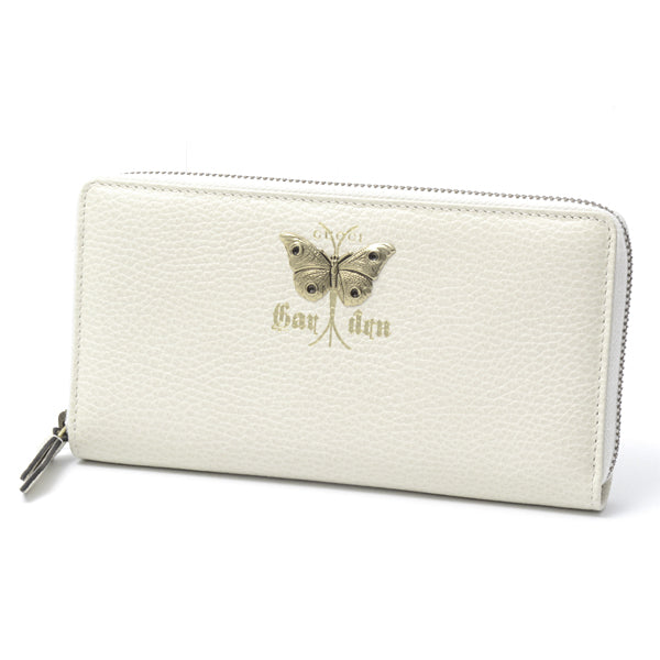 Gucci Leather Garden Butterfly Logo Zip-Around Wallet 516941 in Great Condition