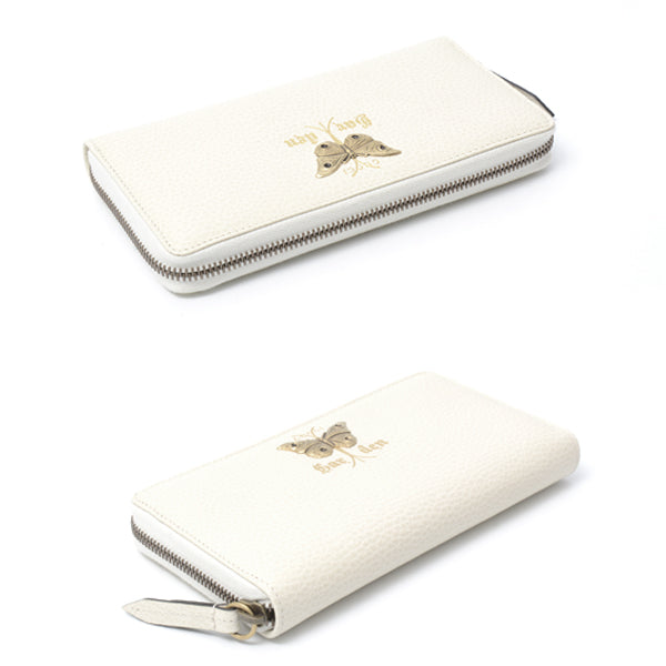 Gucci Leather Garden Butterfly Logo Zip-Around Wallet 516941 in Great Condition