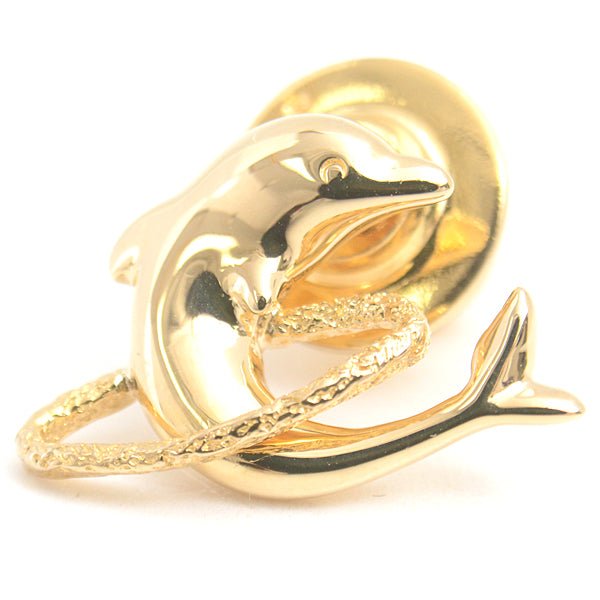 MIKIMOTO K18 Yellow Gold Dolphin Brooch