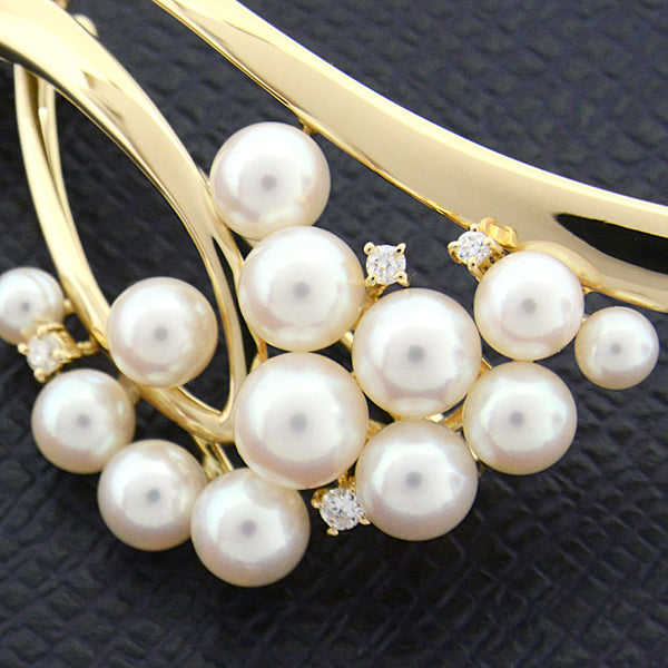 Tasaki K18 Pearl Diamond Brooch