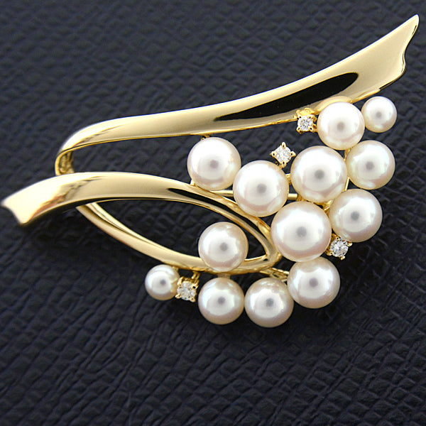 Tasaki K18 Pearl Diamond Brooch