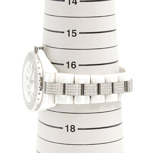 Chanel J12 Ceramic Automatic Watch with Diamond Bezel & Bracelet, White Dial, H1422 in Great Condition