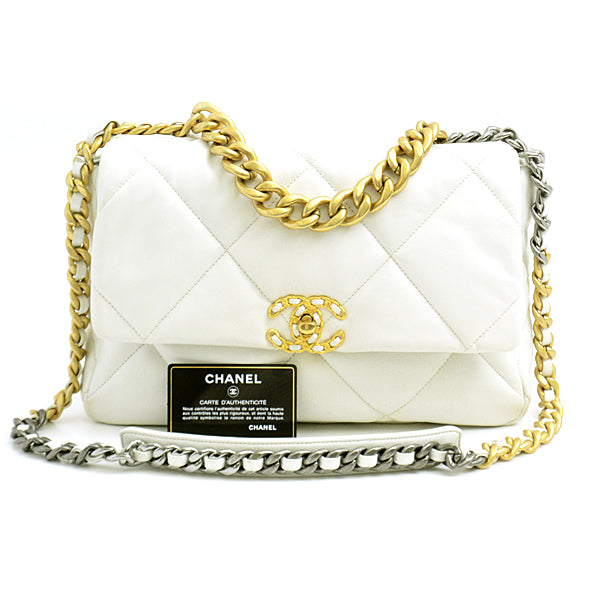 Chanel Lambskin Handle Bag Off White