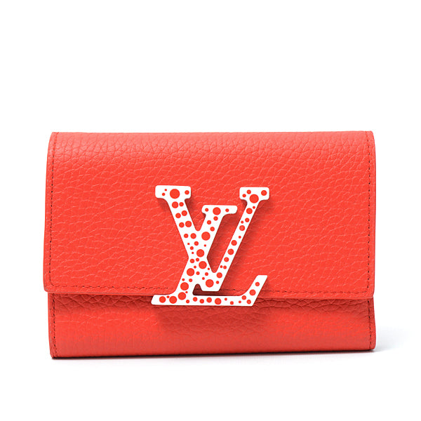 Louis Vuitton Leather Yayoi Kusama Compact Wallet M82113 in Great Condition