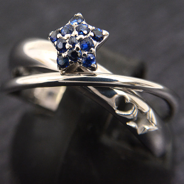 Ponte Vecchio Sapphire Star Ring 18K White Gold in Great Condition