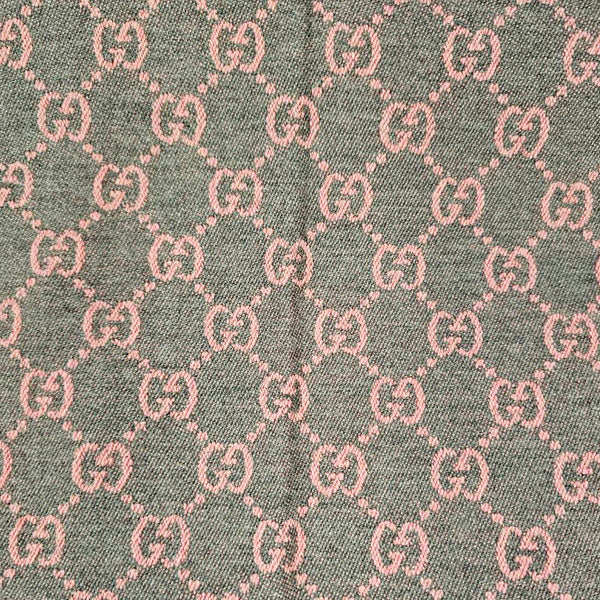 Gucci Wool GG Pattern Scarf Stole Pink Gray in Great Condition