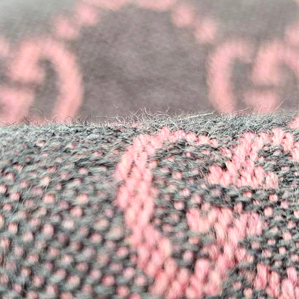 Gucci Wool GG Pattern Scarf Stole Pink Gray in Great Condition