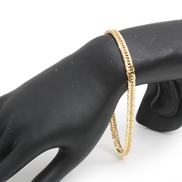 K18 Yellow Gold Chain Bracelet 8-Sided Triple