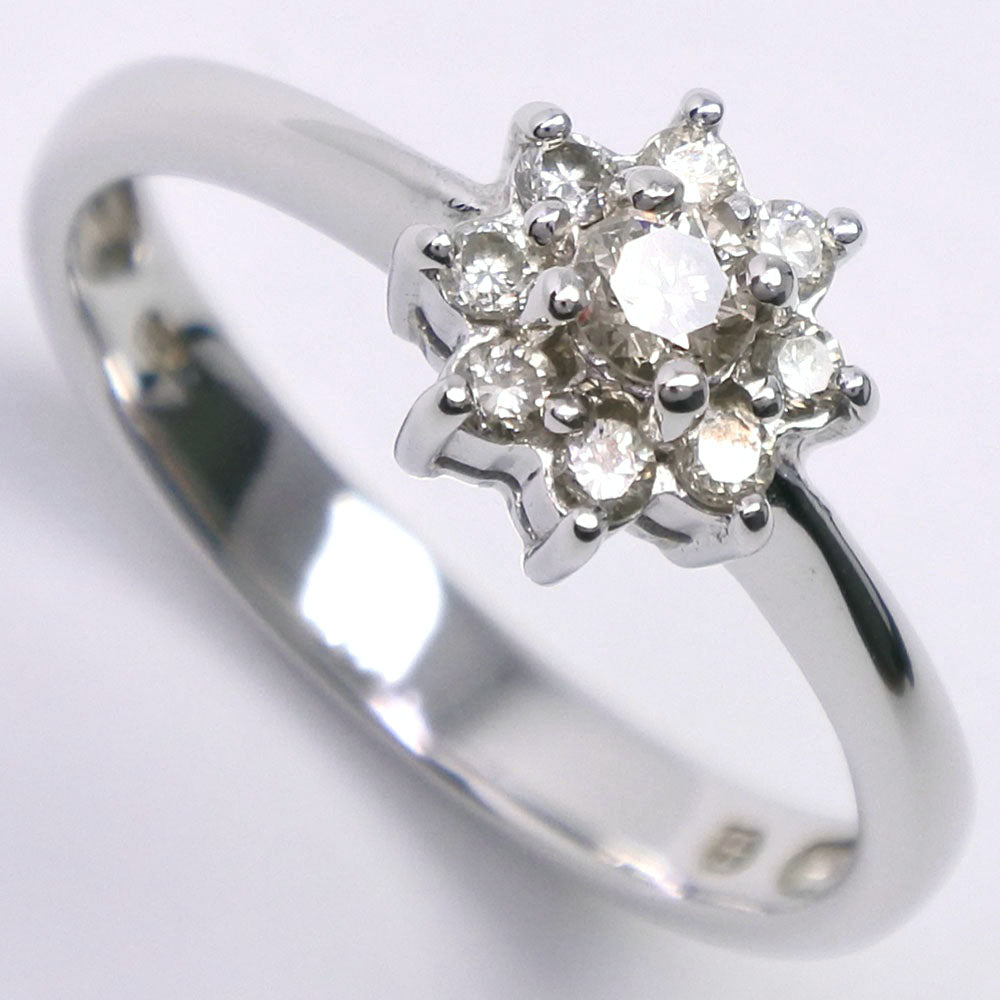 [LuxUness]  Flower Design Ring with Diamonds in K18 White Gold Size 11.5 - SA Rank Pre-owned for Ladies  Metal Ring in Excellent condition