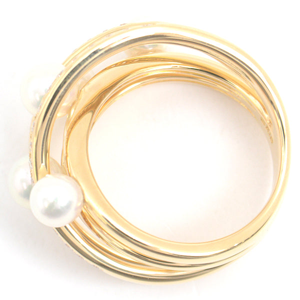 Mikimoto K18 Gold Baby Pearl Diamond Ring in Great Condition