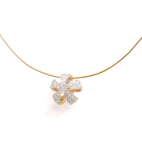 MIKIMOTO K18 Gold Diamond Flower Motif Necklace