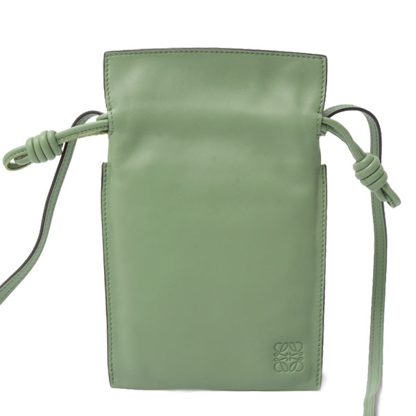 Loewe Nappa Calf Leather Flamenco Pocket Shoulder Bag Green