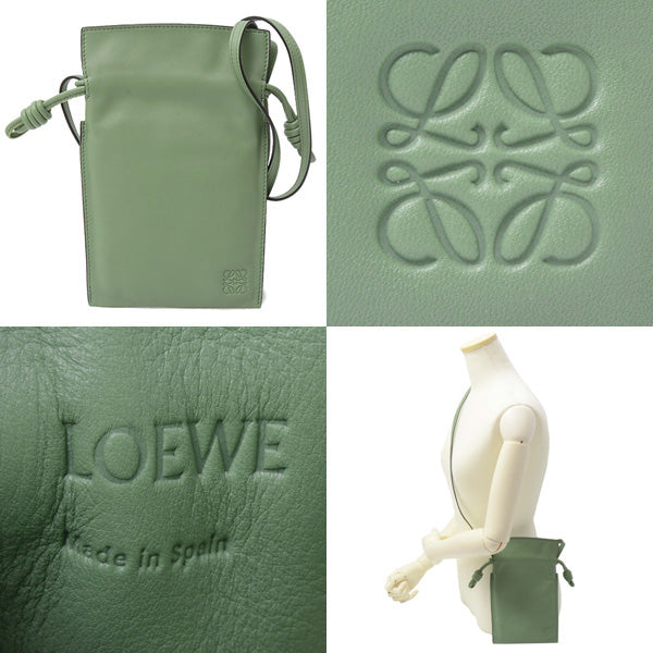 Loewe Nappa Calf Leather Flamenco Pocket Shoulder Bag Green