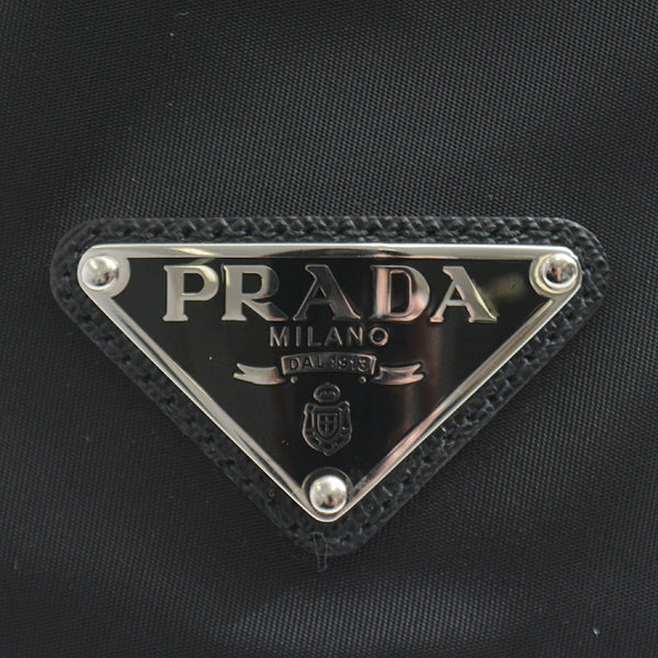 Prada Re-Nylon Logo Plate Bucket Hat Black