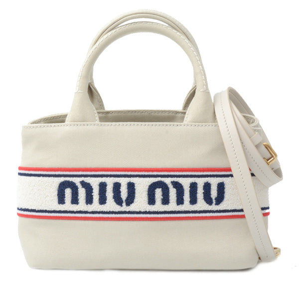 Miu Miu Canvas 2WAY Handbag with Logo 5BA253