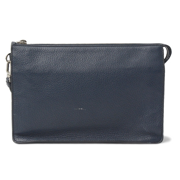 Prada Calf Leather Clutch Bag Navy in Very Good Condition