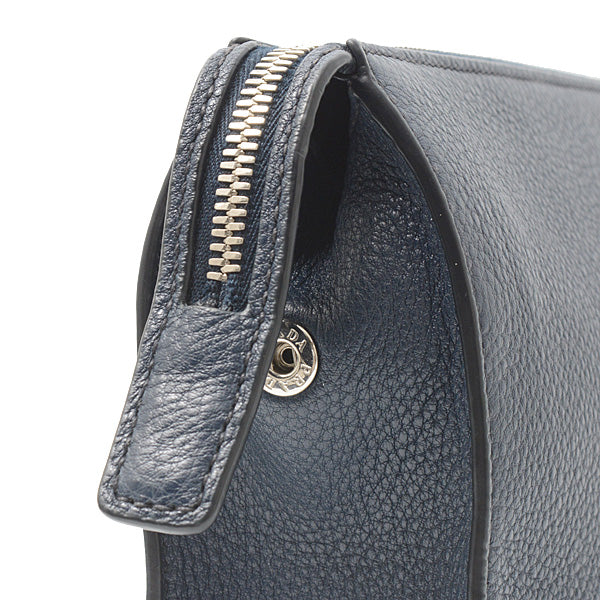 Prada Calf Leather Clutch Bag Navy