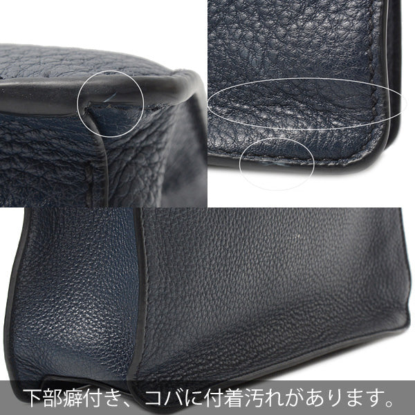 Prada Calf Leather Clutch Bag Navy in Very Good Condition