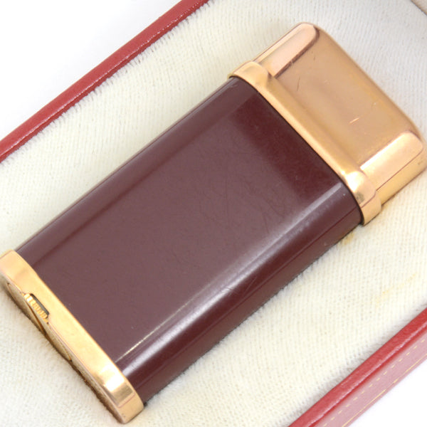 Cartier Godron Gas Lighter Bordeaux Gold in Very Good Condition