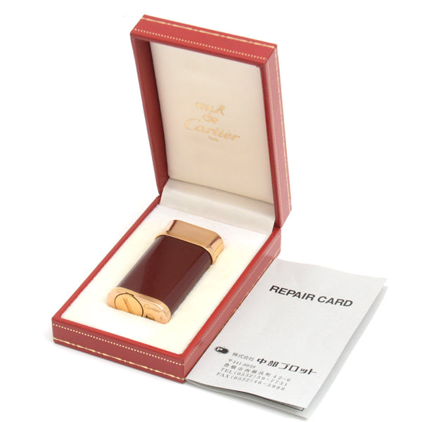 Cartier Godron Gas Lighter Bordeaux Gold in Very Good Condition