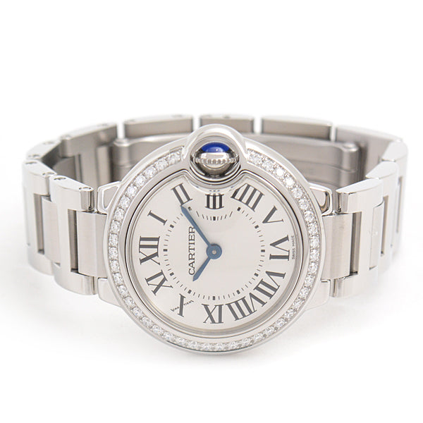 Cartier SS Diamond Quartz Ballon Bleu SM W4BB0015 in Great Condition