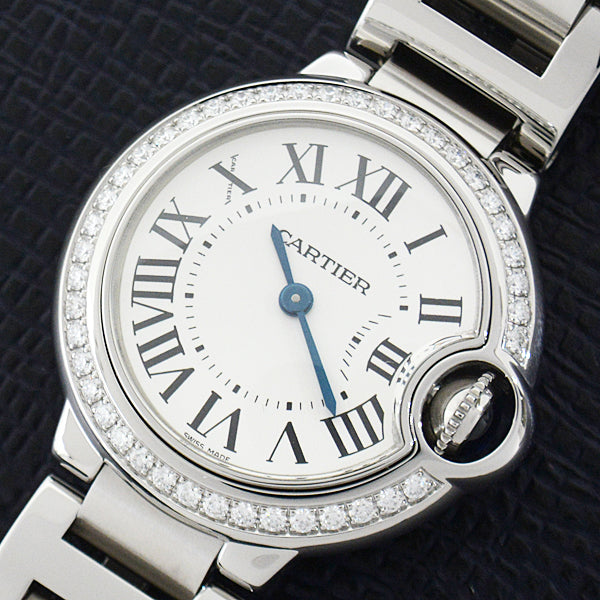 Cartier SS Diamond Quartz Ballon Bleu SM W4BB0015 in Great Condition