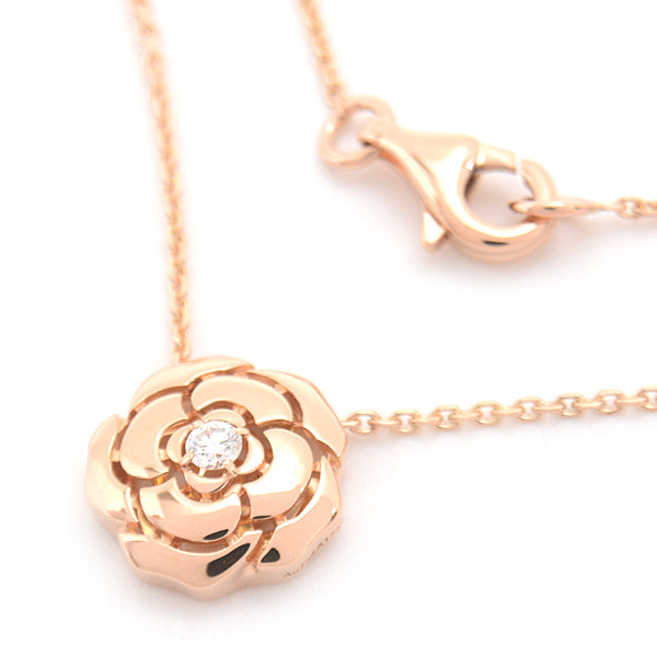 Chanel Camellia Diamond Necklace Pink Gold