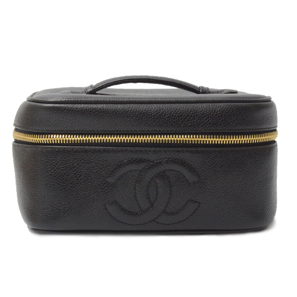 Chanel Caviar Skin Vanity Bag Cosmetic Pouch Black