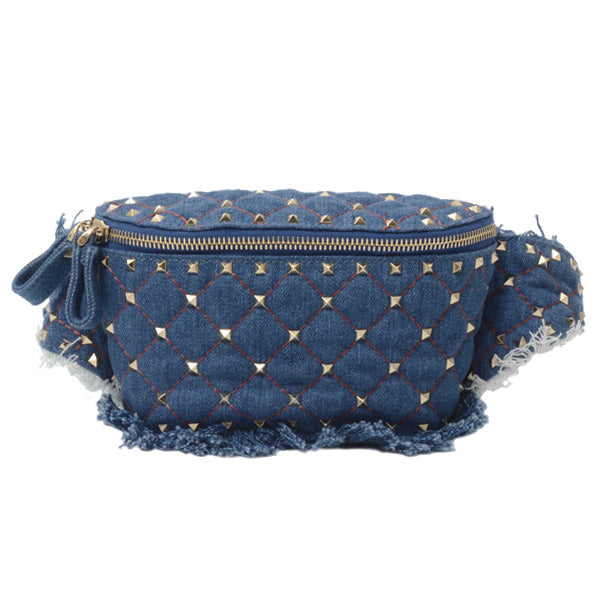 Valentino Denim Studded Waist Bag QW1B0B46BMK in Great Condition