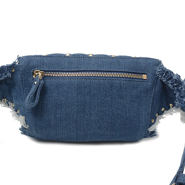 Valentino Denim Studded Waist Bag QW1B0B46BMK in Great Condition