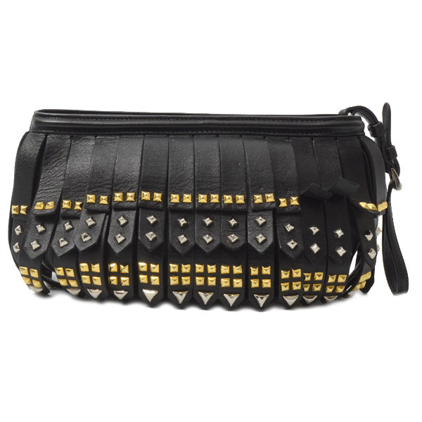 Prada Nappa Leather Studded Fringe Wrist Clutch Bag 1N1735