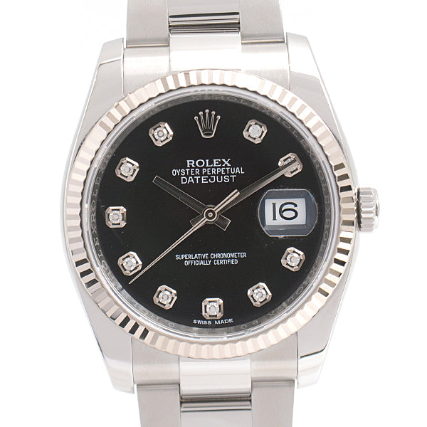 Rolex Datejust 116234G Men's Automatic Black Dial Diamond in Great Condition